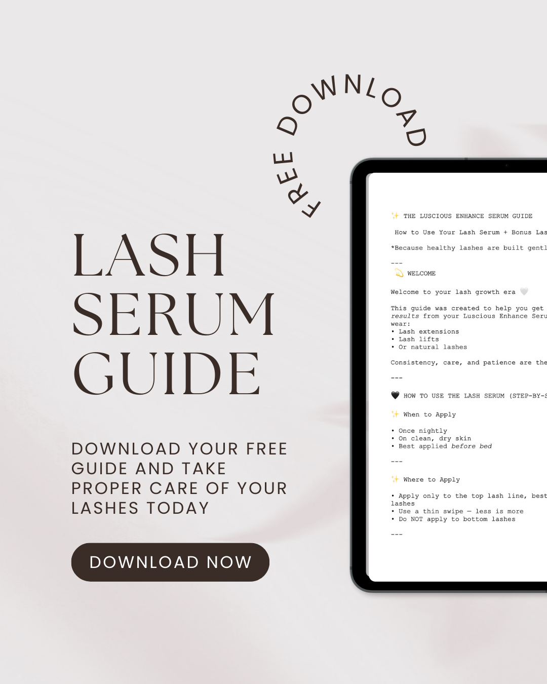 Luscious Lash Enhance Serum Digital Freebie
