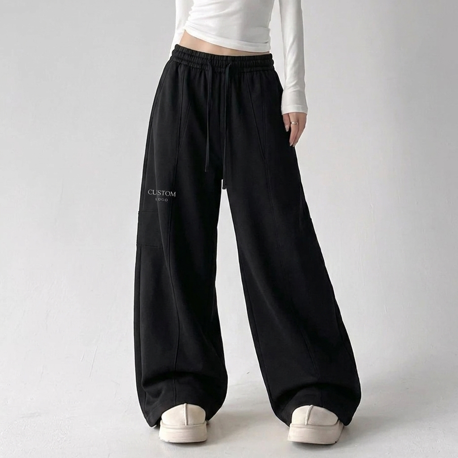 Custom Logo Wide Leg Sweatpants