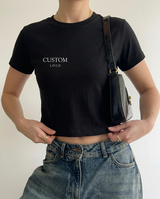 Custom Logo Essential Bodycon Crewneck T-Shirt